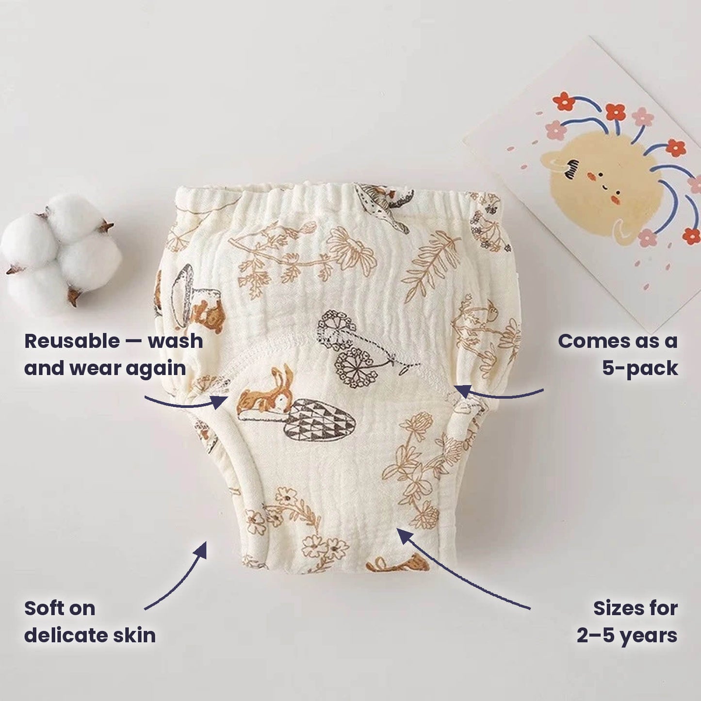 Washable Cotton Training Pants – Unisex, 2-3yrs